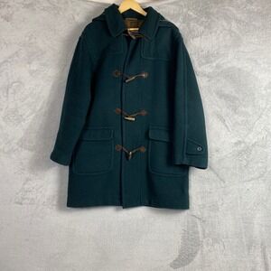 Vintage Rodrigo Classic Forest Green Wool Blend Hooded Toggle Duffle Coat
